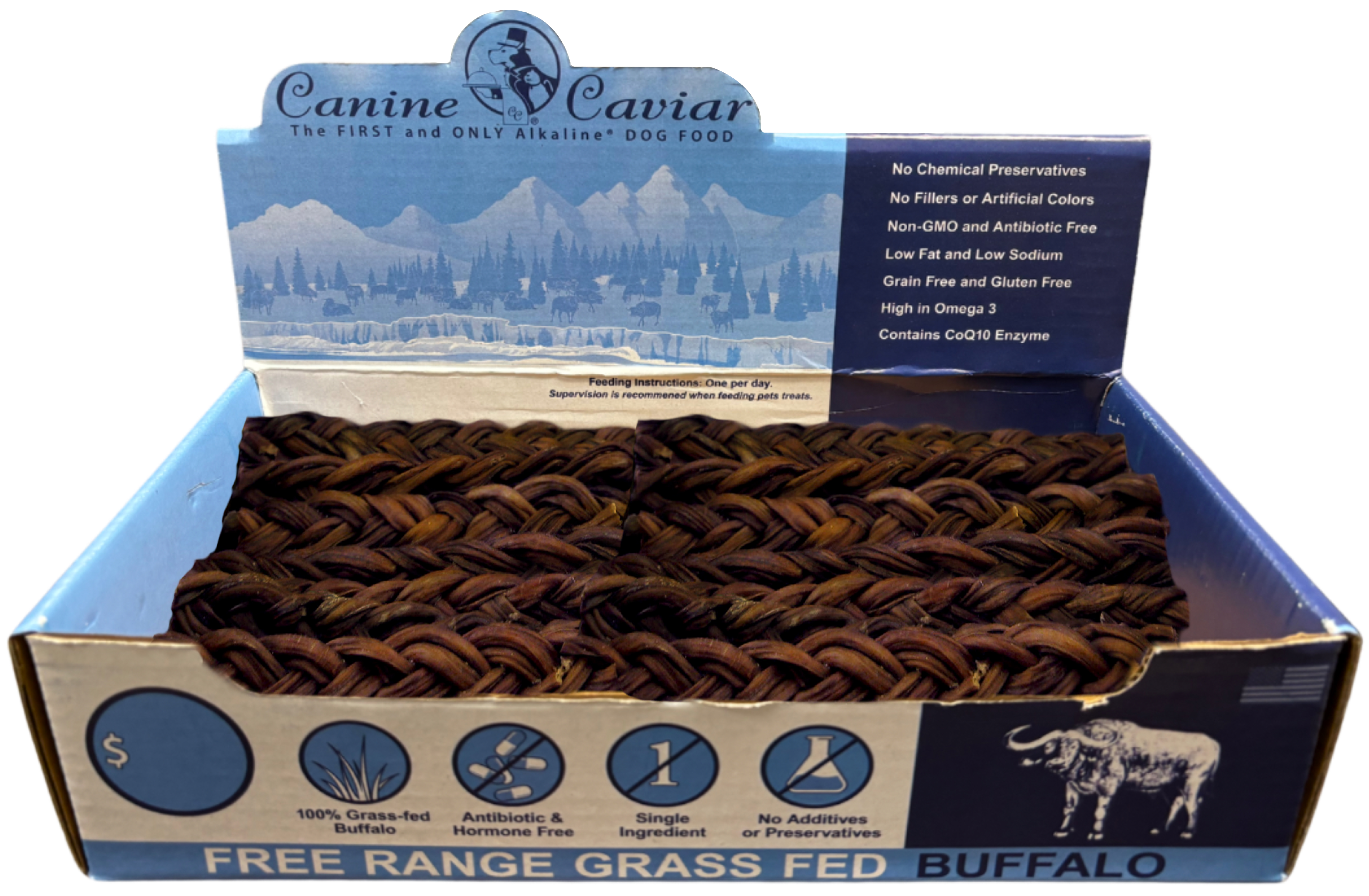 Water Buffalo Bully Sticks – Braided Box (PDQ) - Image 2